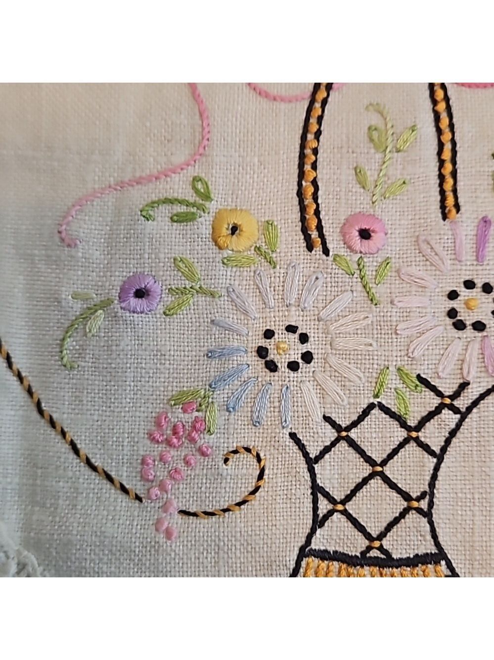 Vintage Hand Stitched Needlepoint Doily Oval Floral - Picture 16 of 17